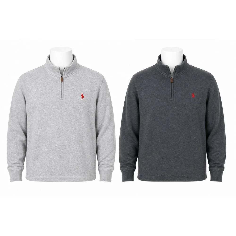 Polo Ralph Lauren‎ 1/4 Zip Pullover XL Lot 2 Gray Sweater Pony Logo